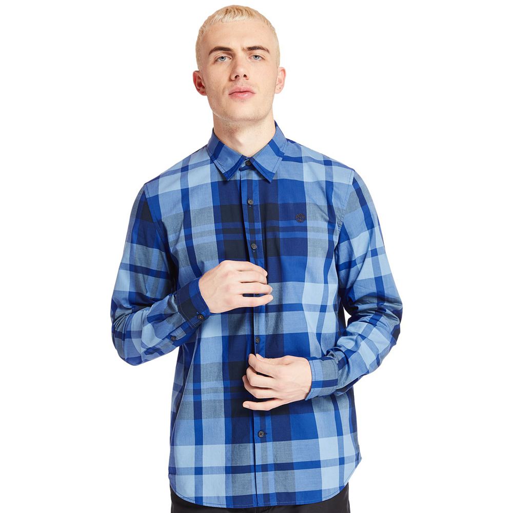 Camasi Timberland Barbati Albastri - Slim Fit Eastham River Plaid - Romania - QIVJBE360